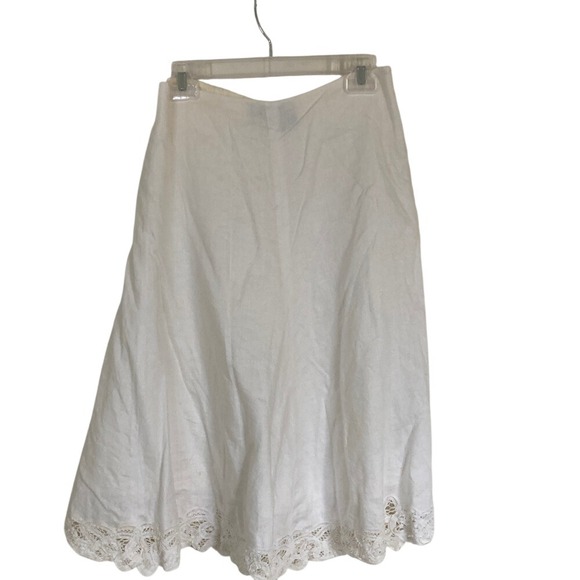 Banana Republic Factory Dresses & Skirts - Banana Republic Factory Womens White Linen Lace Hem Skirt Size 4 Classic A‎ Line